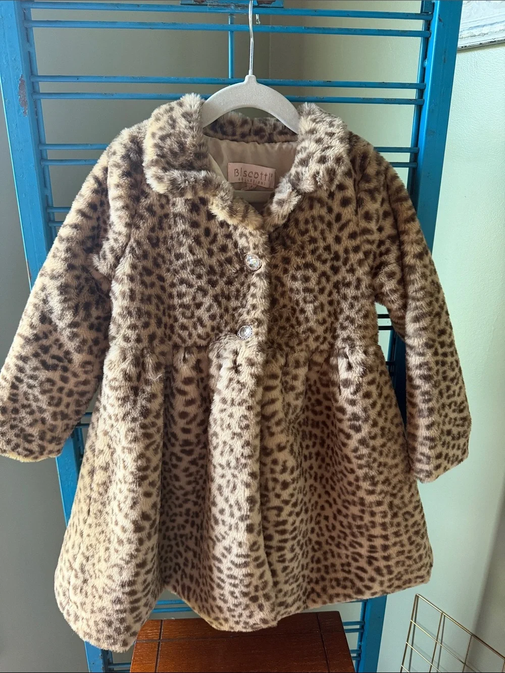 Biscotti Leopard Faux-Fur Pea Coat in Brown